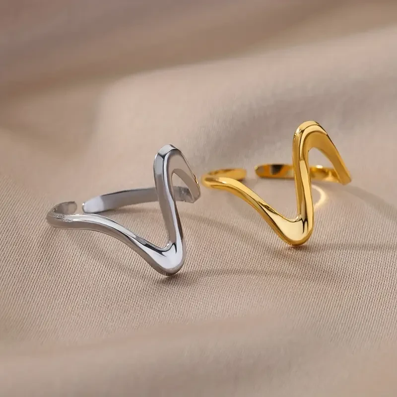 Wave Shape Style Cuff Ring