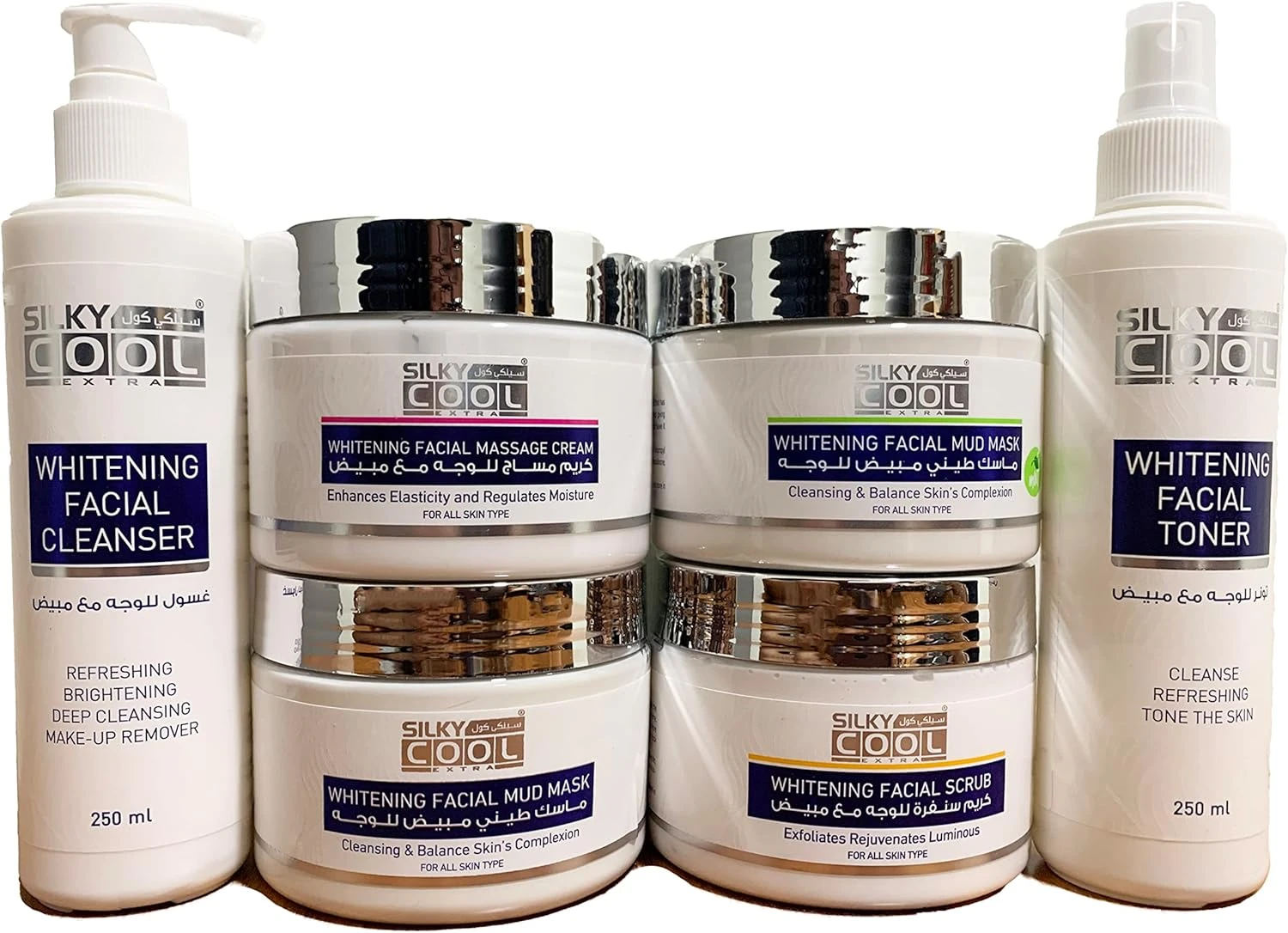 طقم تفتيح الوجه Silky Cool - 6 قطع لبشرة ناعمة وشابة