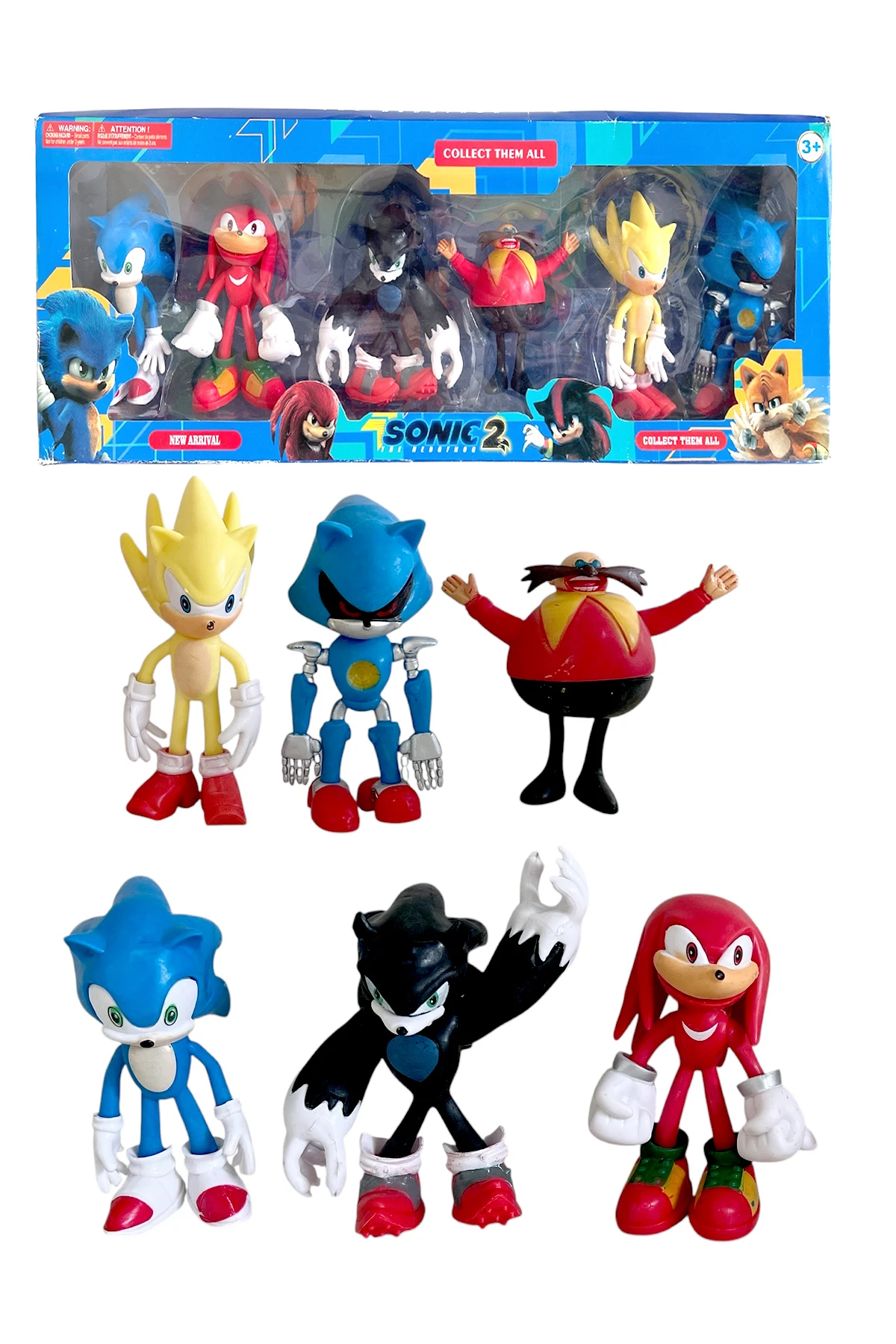 طقم سونيك 2 - 6 قطع (سونيك، ناكلز، سوبر/ميتال سونيك، إيغمان، ويرهوج)