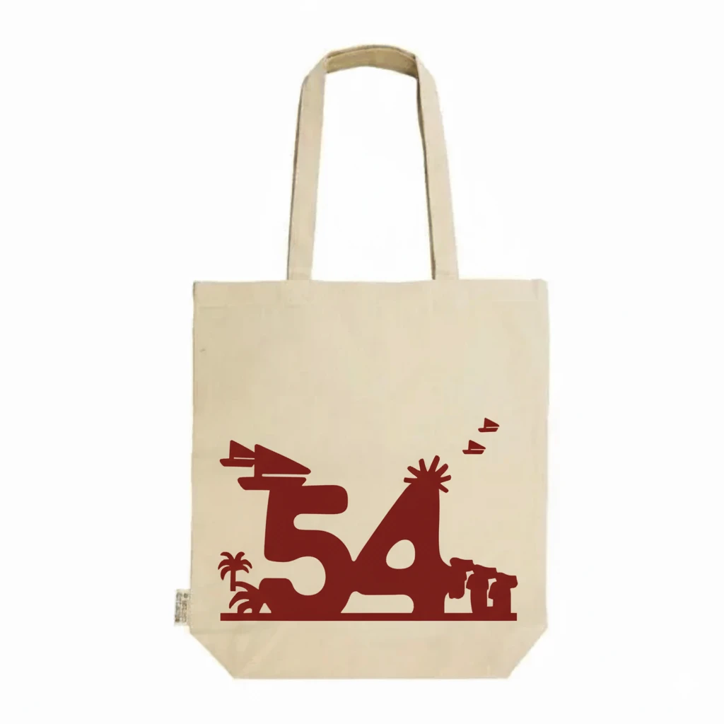 أكياس تسوق قطنية ترويجية مصصمة للعيد الوطني 54  ١٧٠ جرامًا لكل متر مربع بمقبض طويل